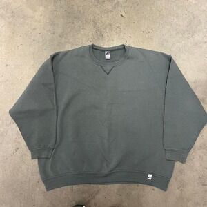 Y2k Beautifully faded grey Russell athletic boxy‎ crew check sweatshirt